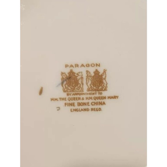 (3) PARAGON By Appt Her Majesty DW Blue Gold Floral Teacup Saucer & Side Plate - Picture 8 of 9